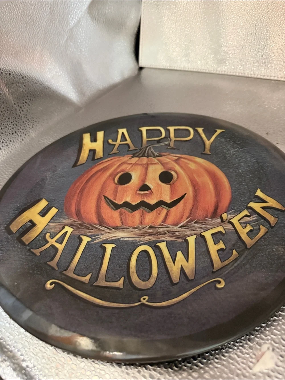 Happy Halloween Pumpkin Decorative Serving Platter - Orange